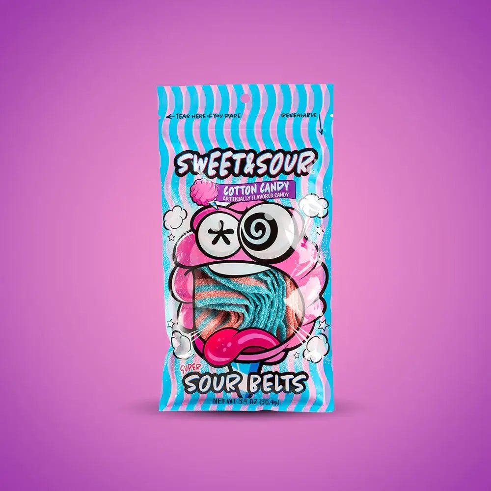 Sweet & Sour Cotton Candy Sour Belts - MunchLabs